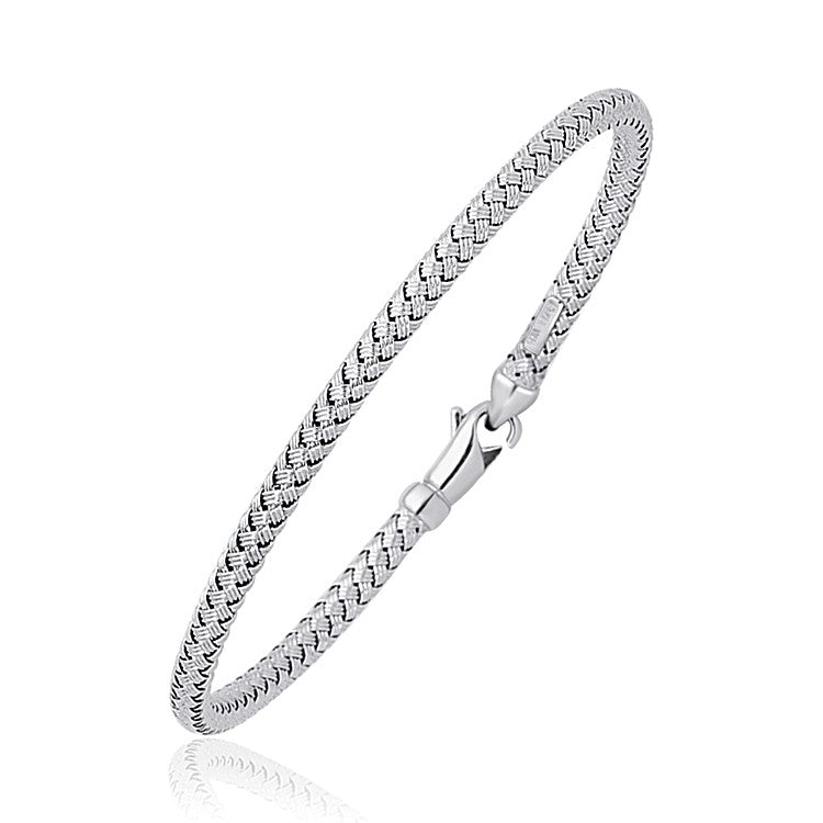Fancy Weave Bangle in 14k White Gold