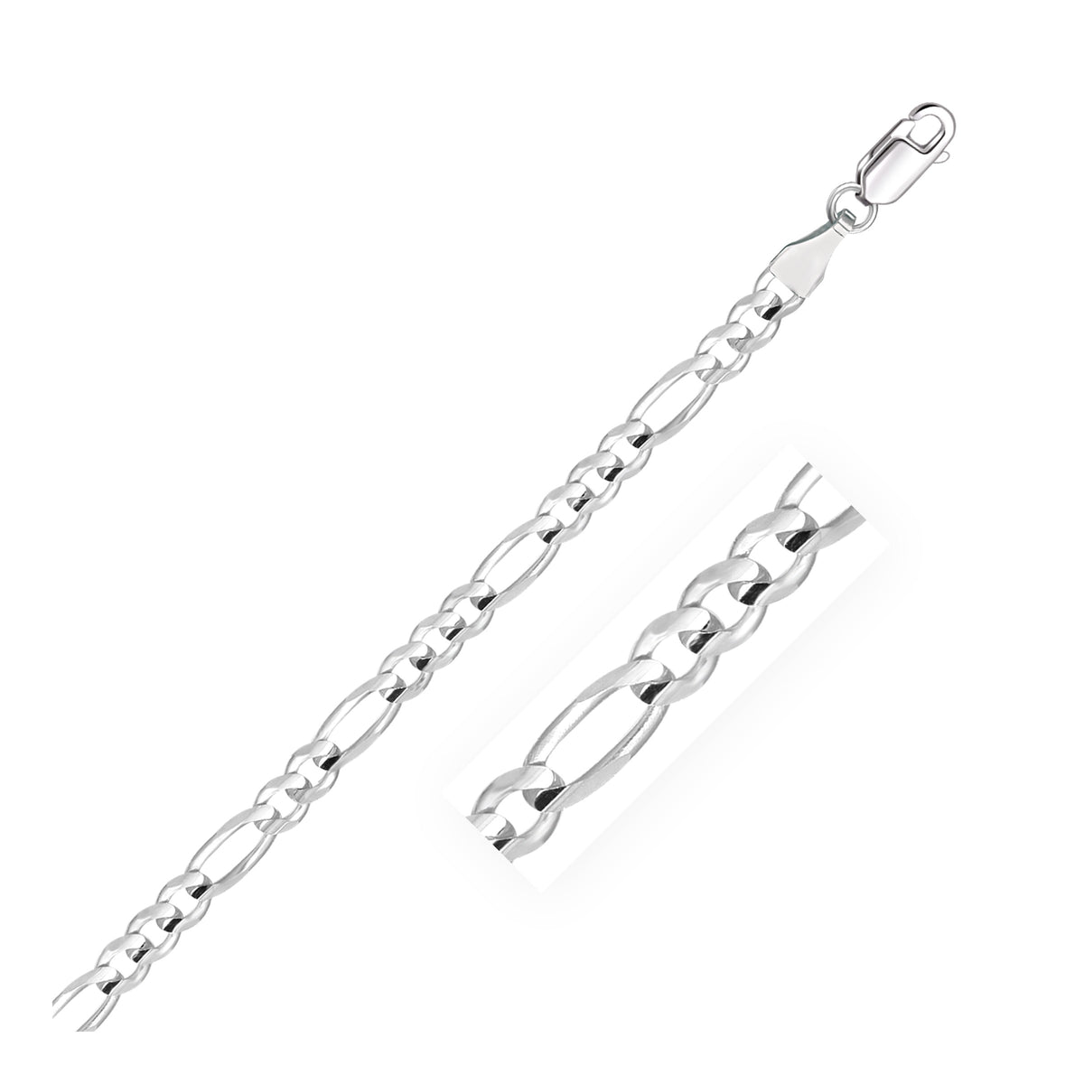 14k White Gold Solid Figaro Bracelet