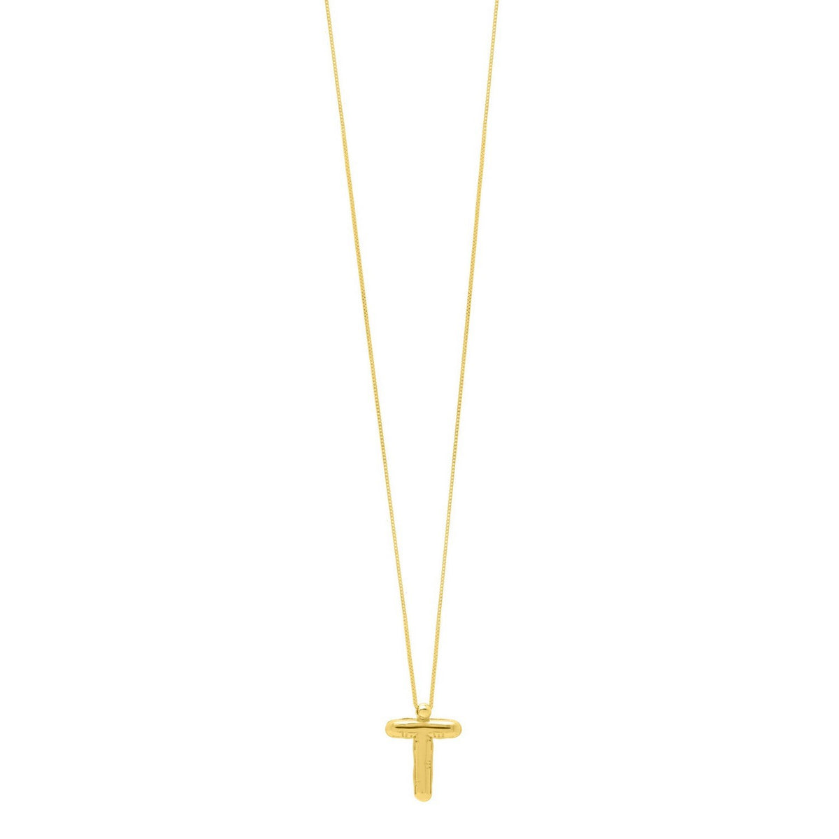 14K Yellow Gold Helium Initial T Pendant