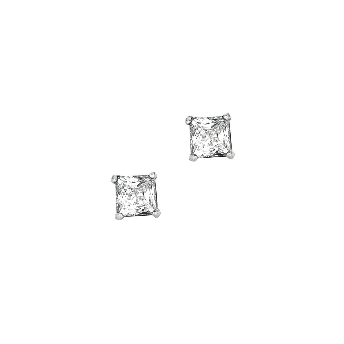 Sterling Silver Princess CZ Stud Earrings
