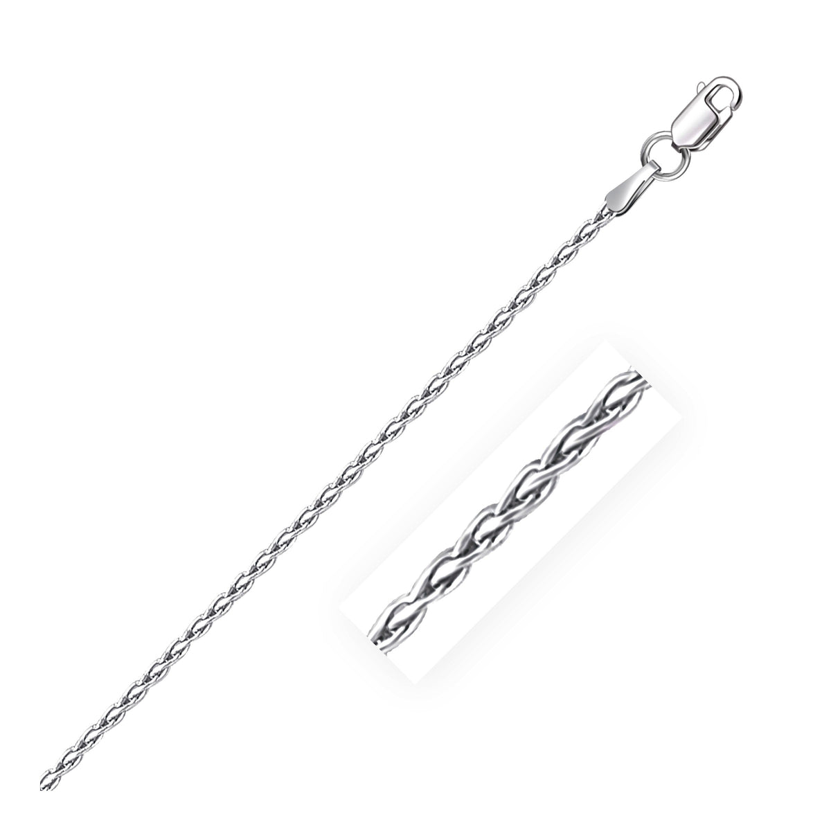 Sterling Silver Rhodium Plated Wheat Chain