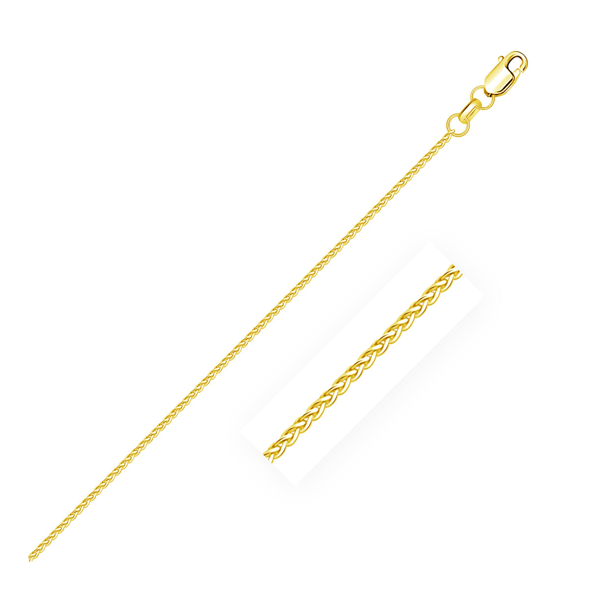 14k Yellow Gold Diamond Cut Round Wheat Chain