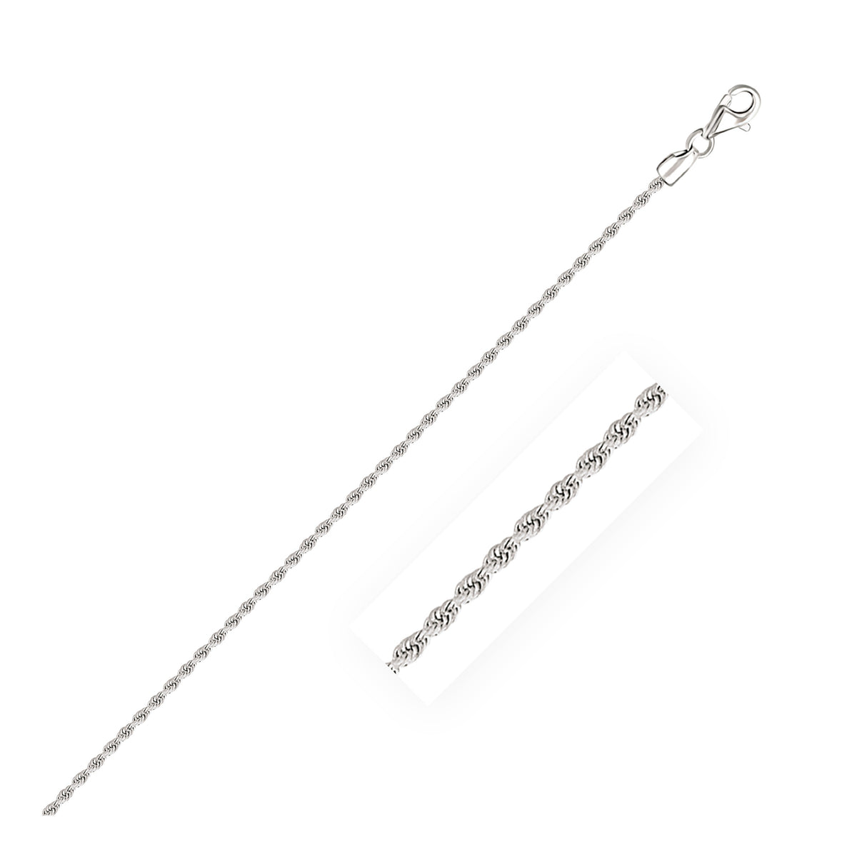 14k White Gold Solid Diamond Cut Rope Bracelet