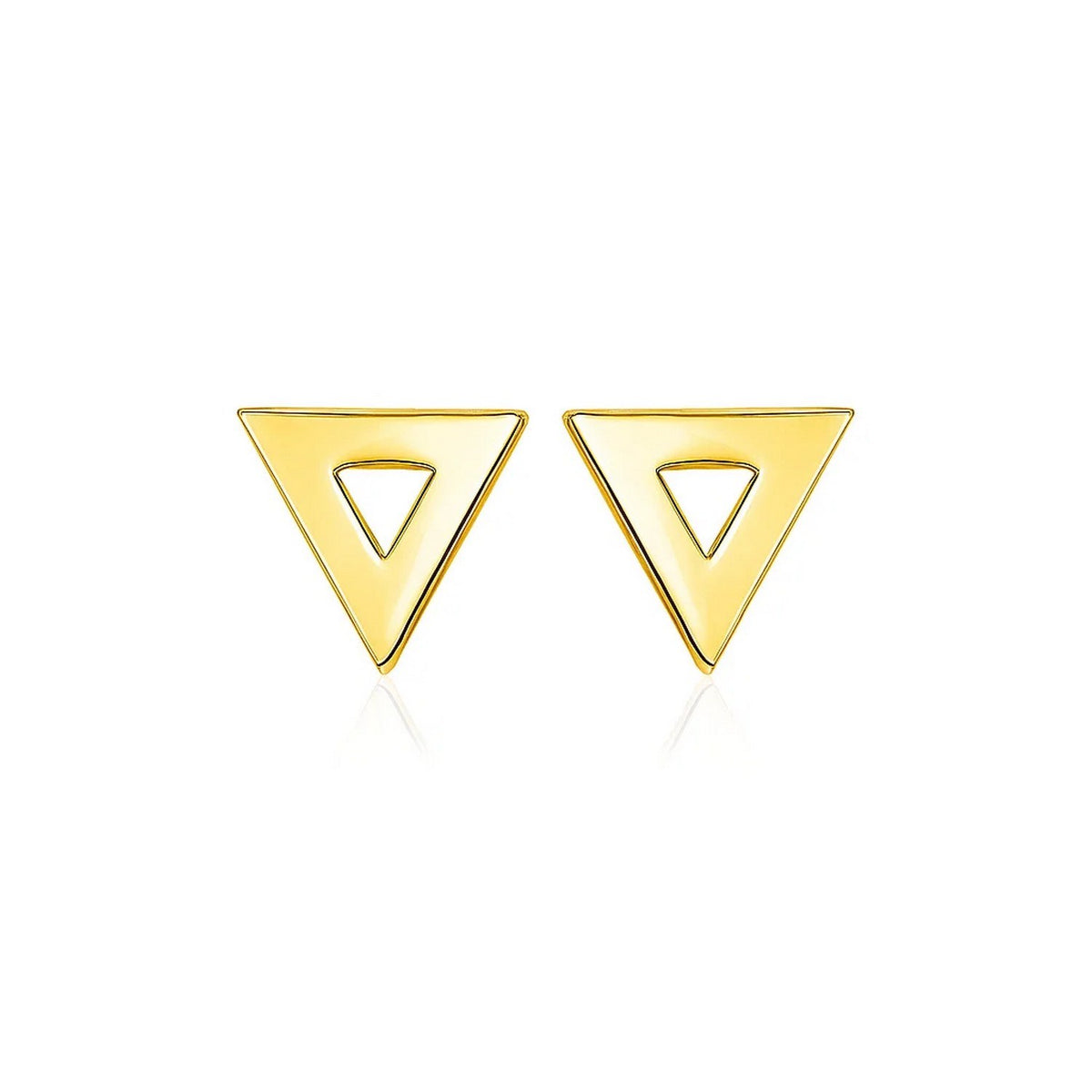 14k Yellow Gold Polished Open Triangle Post Earrings