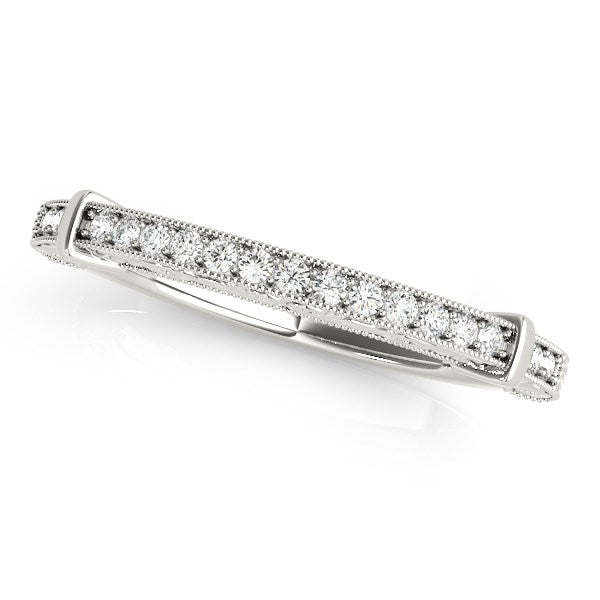 14k White Gold Bead Border Modern Wedding Band (1/8 cttw) RCJ Rings CELESTIA LUXE JEWELLERS