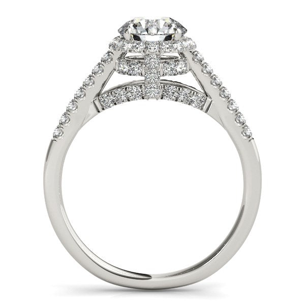 14k White Gold Round Cut Pave Set Shank Diamond Engagement Ring (1 3/8 cttw) RCJ Rings CELESTIA LUXE JEWELLERS