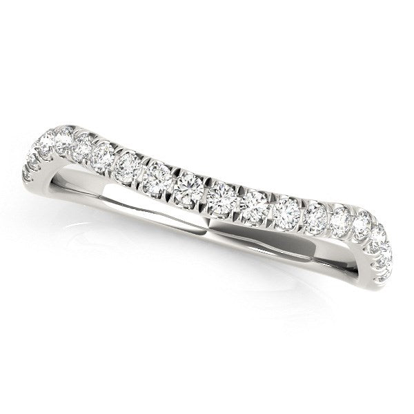 14k White Gold Curved Design Diamond Wedding Band (1/4 cttw) RCJ Rings CELESTIA LUXE JEWELLERS