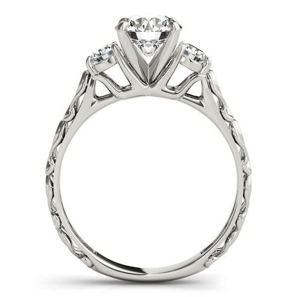 14k White Gold Antique Design 3 Stone Diamond Engagement Ring (1 3/4 cttw) RCJ Rings CELESTIA LUXE JEWELLERS
