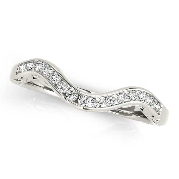 14k White Gold Curved Diamond Wedding Ring (1/)