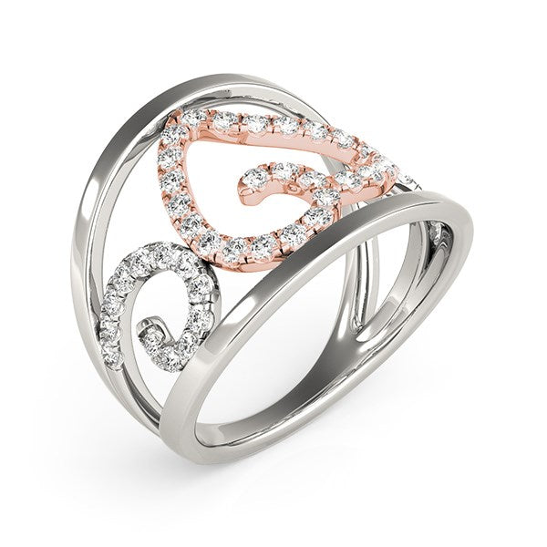Heart Motif Filigree Style Diamond Ring in 14k White And Rose Gold (1/4 cttw) RCJ Rings CELESTIA LUXE JEWELLERS