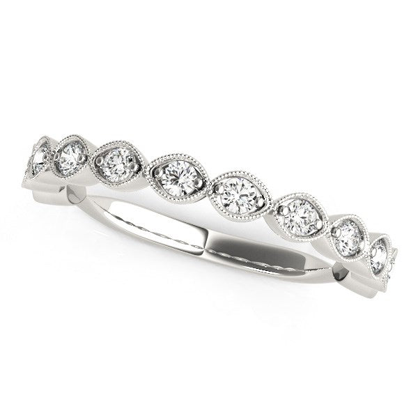 14k White Gold Antique Style Diamond Wedding Band (3/8 cttw) RCJ Rings CELESTIA LUXE JEWELLERS