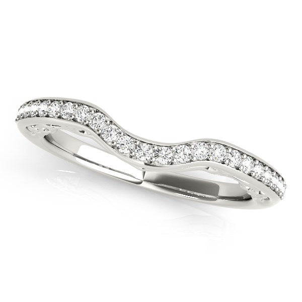 14k White Gold Prong Set Curved Diamond Wedding Ring (1/6 cttw) RCJ Rings CELESTIA LUXE JEWELLERS