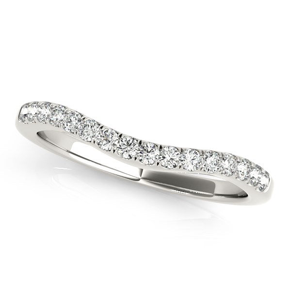 14k White Gold Curvy Style Pave Set Diamond Wedding Band (1/5 cttw) RCJ Rings CELESTIA LUXE JEWELLERS