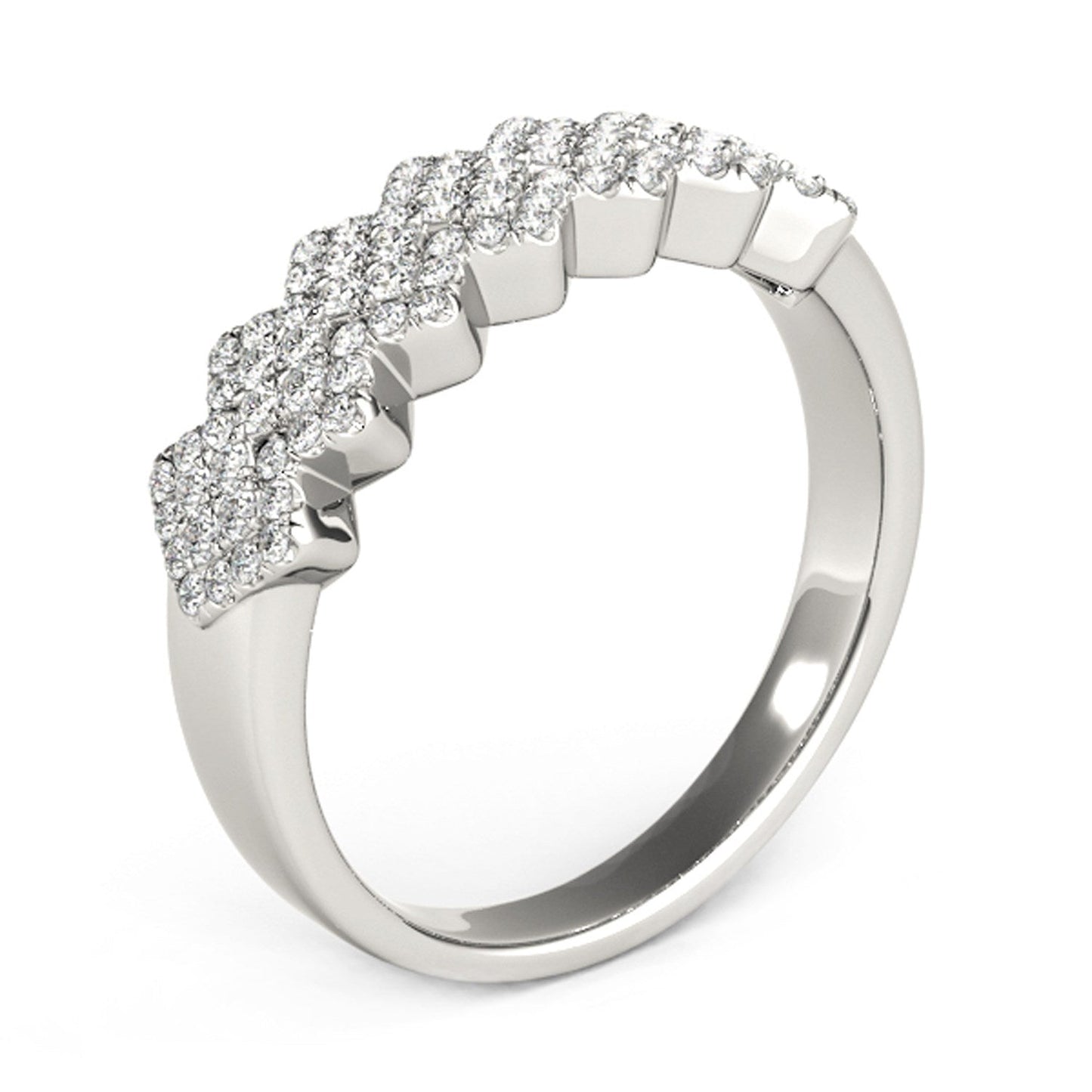 Diamond Studded Wide Multi-Diagonal Pattern Ring in 14k White Gold (5/8 cttw) RCJ Rings CELESTIA LUXE JEWELLERS