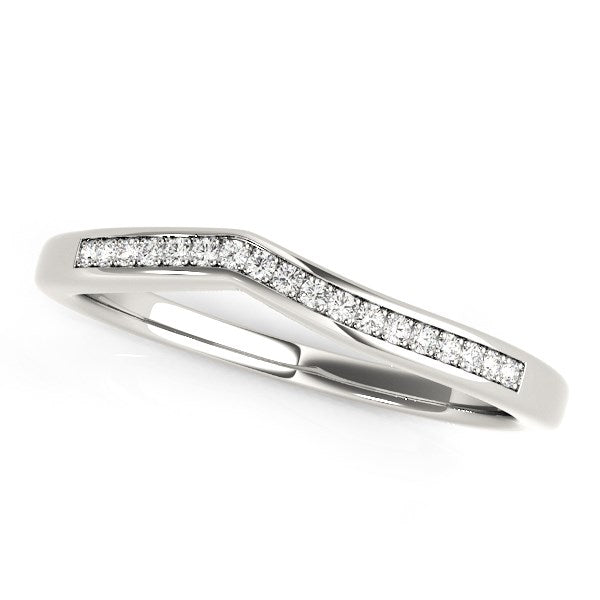 14k White Gold Modern Curved Design Diamond Wedding Band (1/10 cttw) RCJ Rings CELESTIA LUXE JEWELLERS