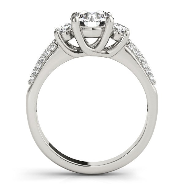 14k White Gold 3 Stone Pave Set Band Diamond Engagement Ring (1 7/8 cttw) RCJ Rings CELESTIA LUXE JEWELLERS