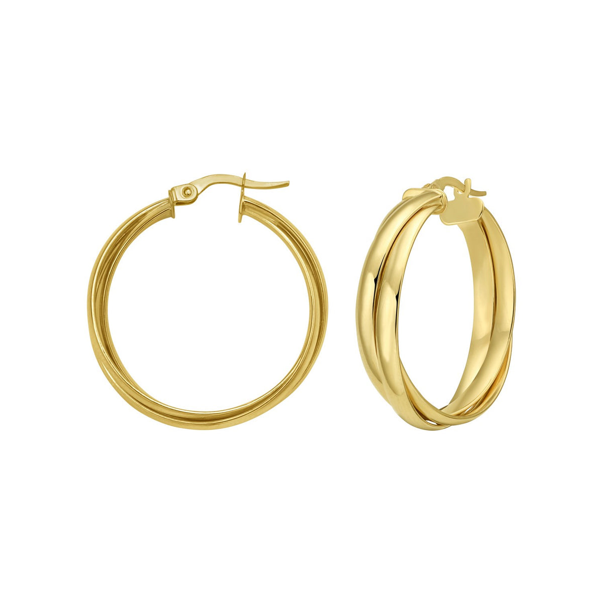 14K Yellow Gold Interlocking Large Trinity Hoop Earrings