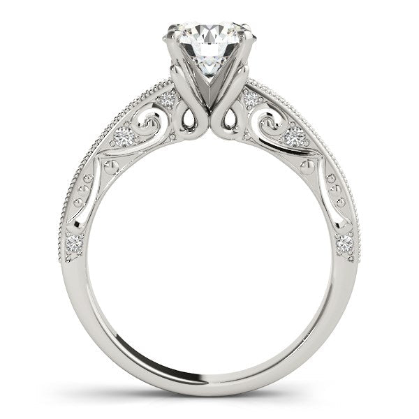 14k White Gold Antique Pronged Round Diamond Engagement Ring (1 1/8 cttw) RCJ Rings CELESTIA LUXE JEWELLERS