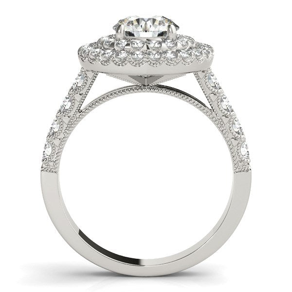 14k White Gold Diamond Engagement Ring with Double Pave Halo (2 5/8 cttw) RCJ Rings CELESTIA LUXE JEWELLERS