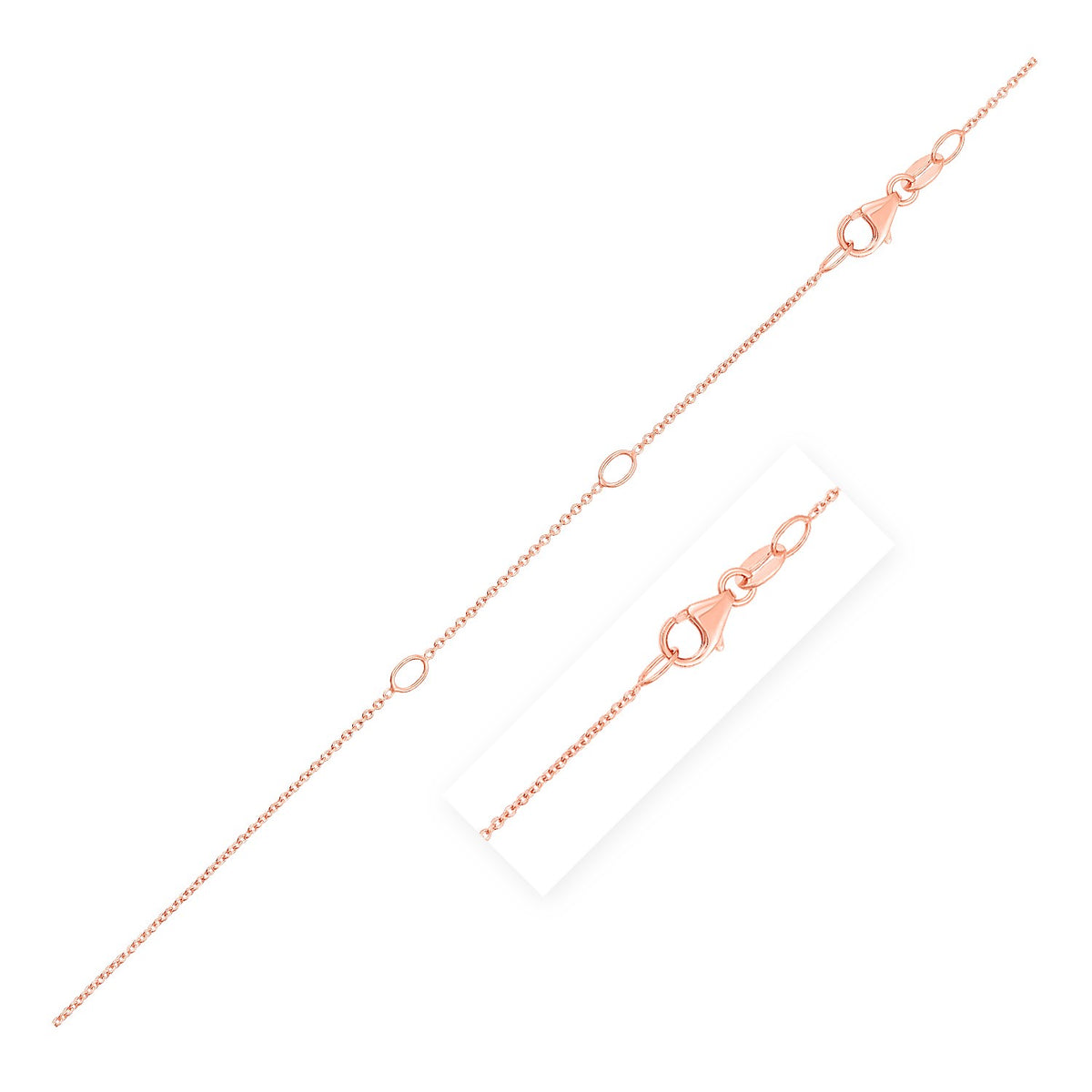 Double Extendable Cable Chain in 14k Rose Gold