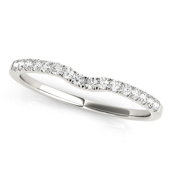 14k White Gold Curved Pave Setting Diamond Wedding Ring (1/8 cttw) RCJ Rings CELESTIA LUXE JEWELLERS