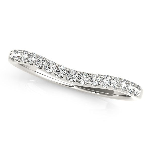 14k White Gold Round Pave Setting Curvy Diamond Wedding Band (1/4 cttw) RCJ Rings CELESTIA LUXE JEWELLERS