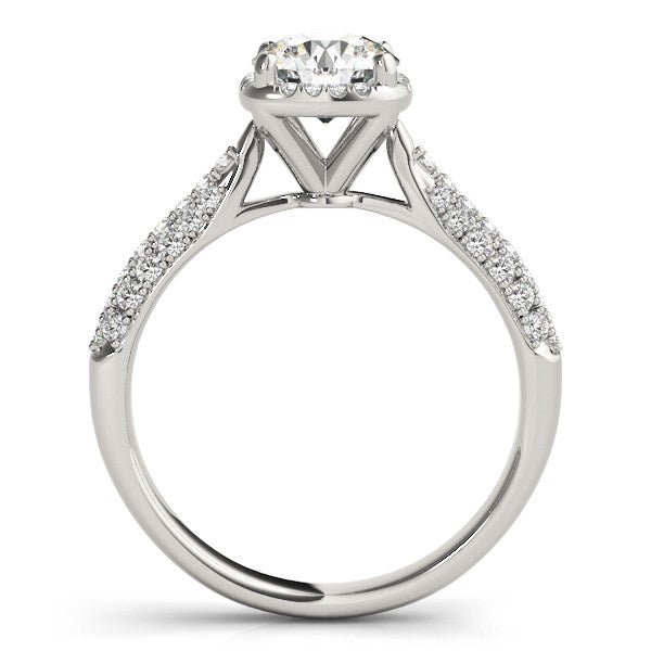 14k White Gold Halo Graduated Pave Shank Diamond Engagement Ring (1 1/3 cttw) RCJ Rings CELESTIA LUXE JEWELLERS