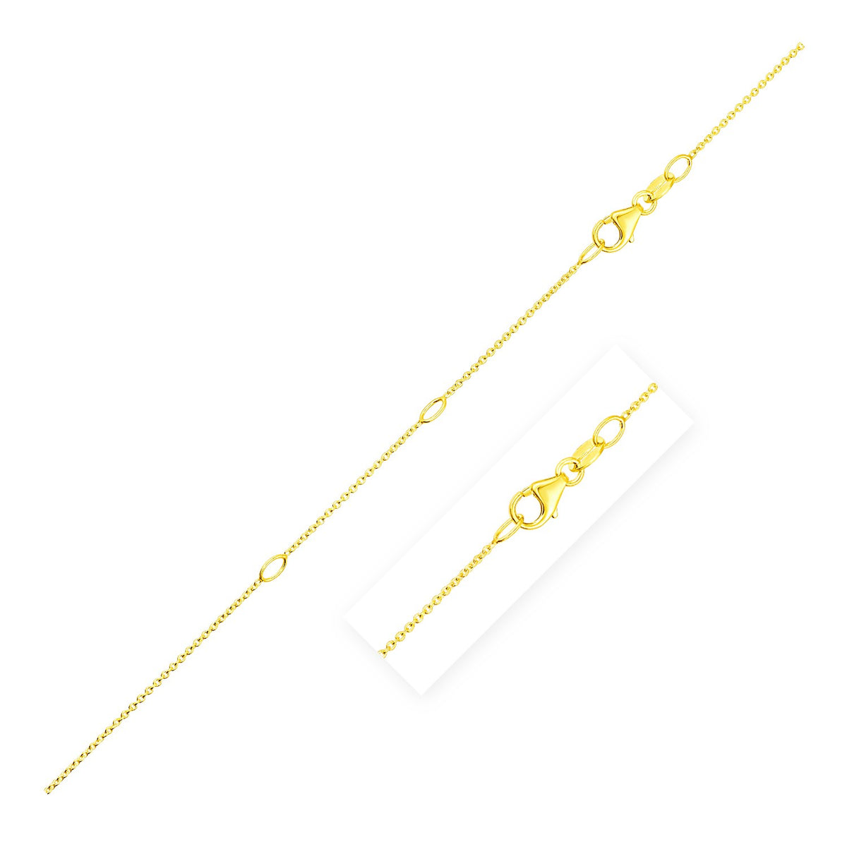 Double Extendable Cable Chain in 14k Yellow Gold