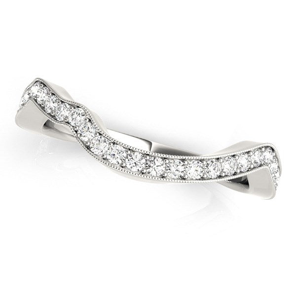 14k White Gold Milgrained Curve Style Diamond Wedding Band (1/5 cttw) RCJ Rings CELESTIA LUXE JEWELLERS