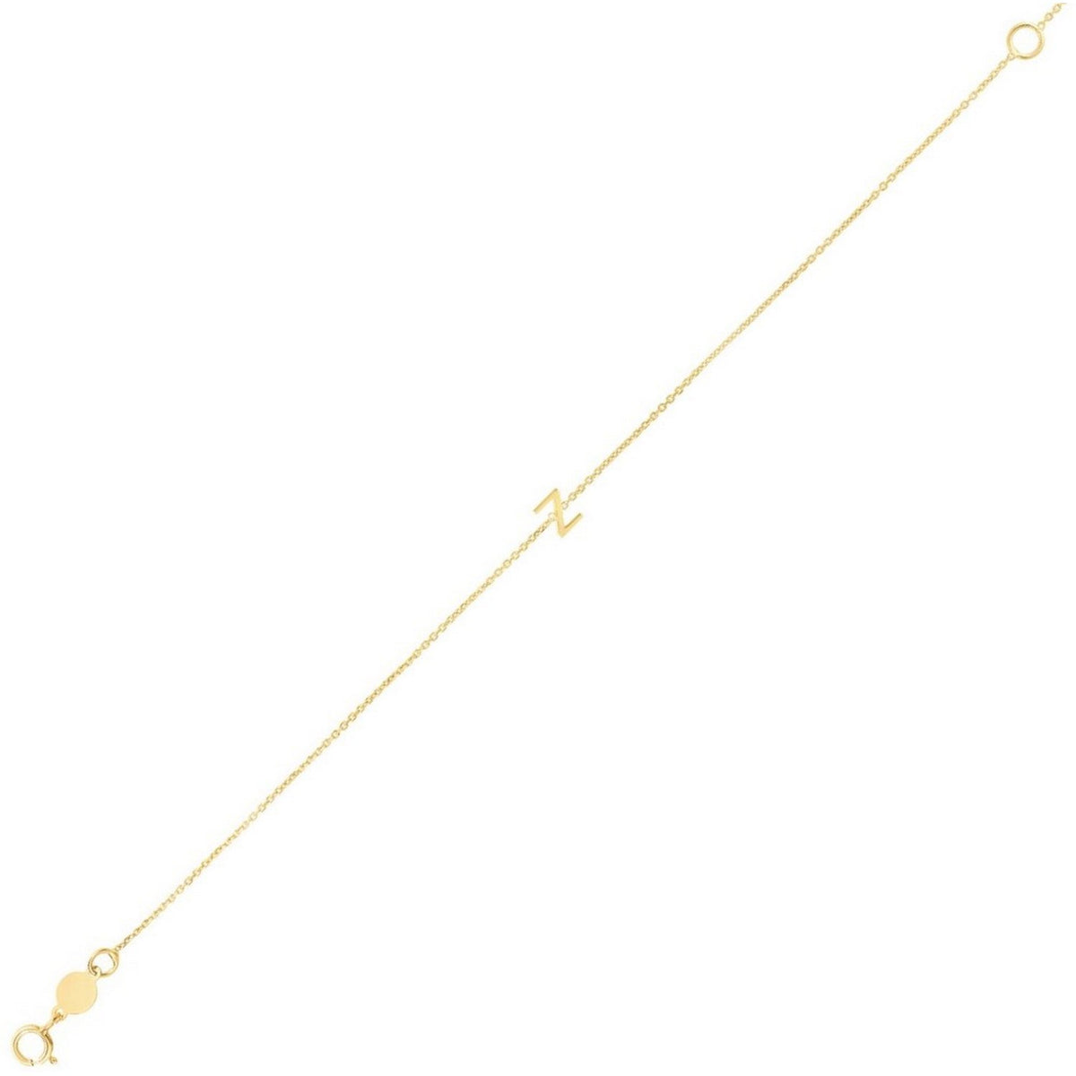 14K Yellow Gold Mini Initial Z Bracelet