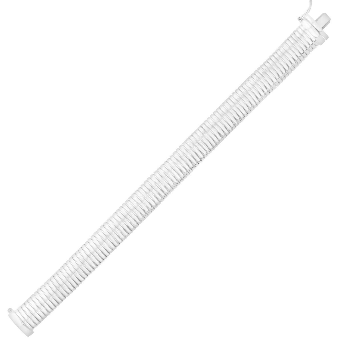 Sterling Silver Rhodium Plated Standard Thick Tubogas Bracelet (12.00 mm)