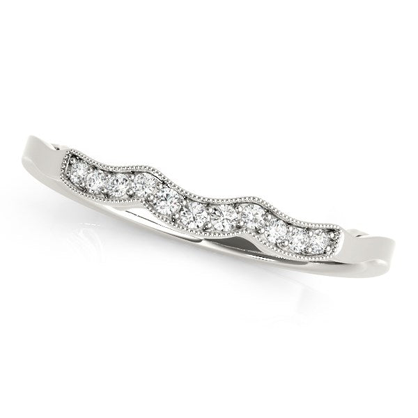 14k White Gold Wave Style Milgrained Diamond Wedding Ring (1/20 cttw) RCJ Rings CELESTIA LUXE JEWELLERS