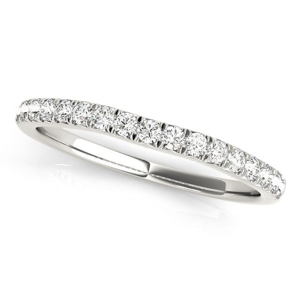 14k White Gold Curved Style Diamond Wedding Ring (1/)