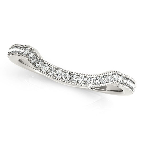 14k White Gold Curvy Style Pave Set Diamond Wedding Band (1/)