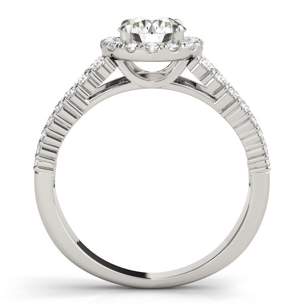 14k White Gold Graduated Pave Set Shank Diamond Engagement Ring (1 5/8 cttw) RCJ Rings CELESTIA LUXE JEWELLERS