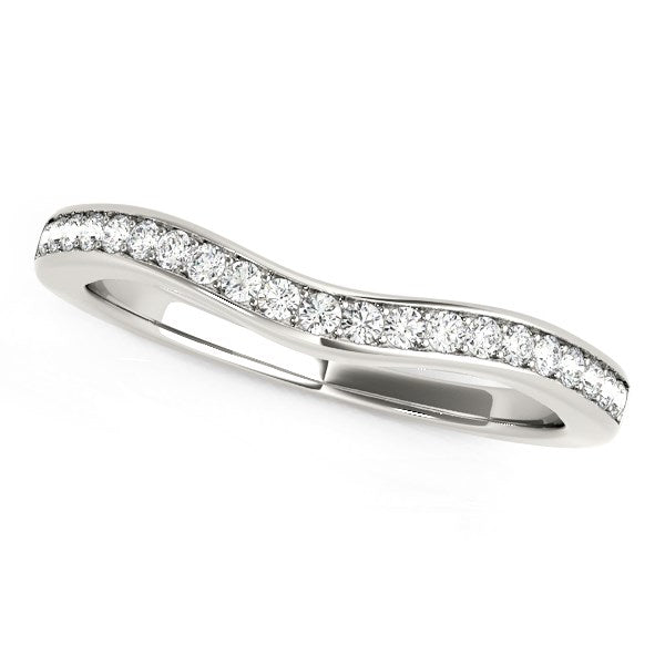 14k White Gold Curved Diamond Wedding Band (1/6 cttw) RCJ Rings CELESTIA LUXE JEWELLERS