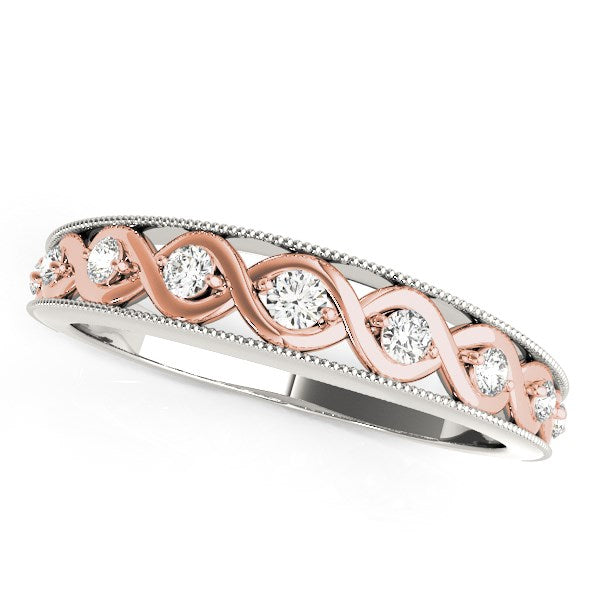 14k White And Rose Gold Infity Diamond Wedding Band (1/8 cttw) RCJ Rings CELESTIA LUXE JEWELLERS