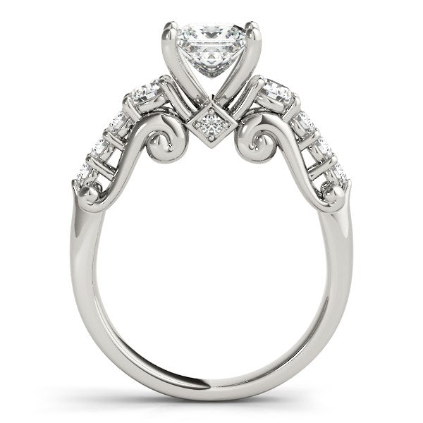 14k White Gold 3 Stone Antique Design Diamond Engagement Ring (1 3/4 cttw) RCJ Rings CELESTIA LUXE JEWELLERS