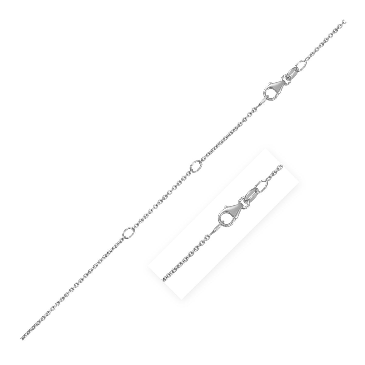Double Extendable Diamond Cut Cable Chain in White Gold