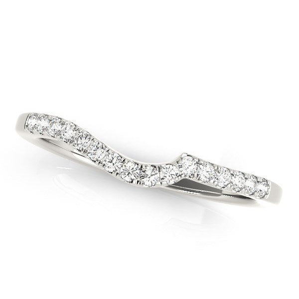 14k White Gold Curved Style Pave Diamond Wedding Ring (1/6 cttw) RCJ Rings CELESTIA LUXE JEWELLERS