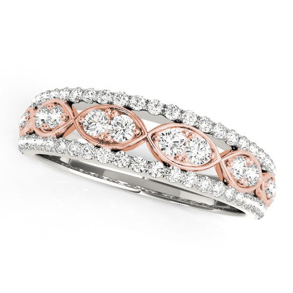 14k White And Rose Gold Doulbe Diamond Infinity Design Band (3/8 cttw) RCJ Rings CELESTIA LUXE JEWELLERS