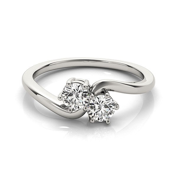 Solitaire Two Stone Diamond Ring in 14k White Gold (1/2 cttw) RCJ Rings CELESTIA LUXE JEWELLERS
