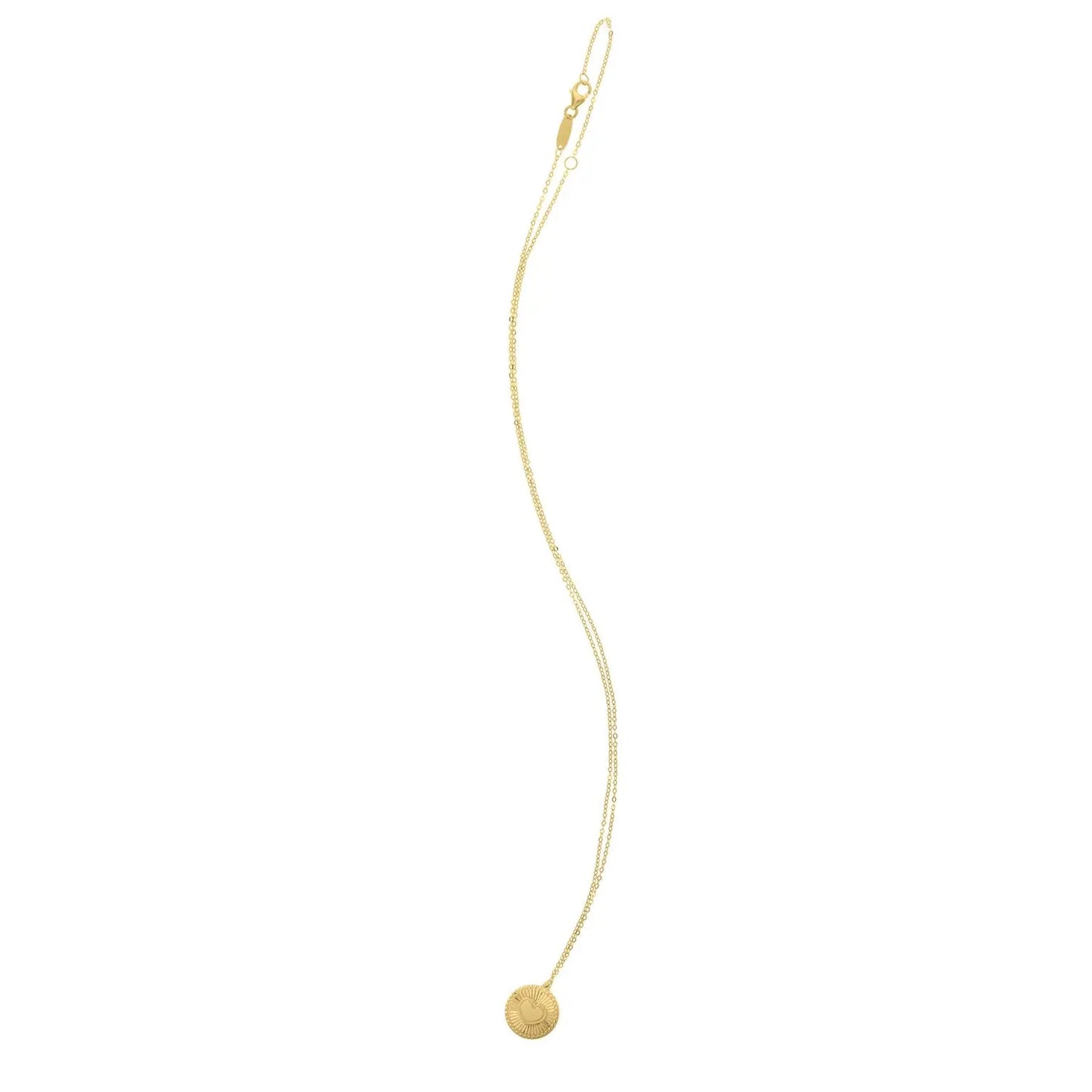 Diamond Cut Heart Disc Necklace in 14K Yellow Gold RCJ Necklaces CELESTIA LUXE JEWELLERS