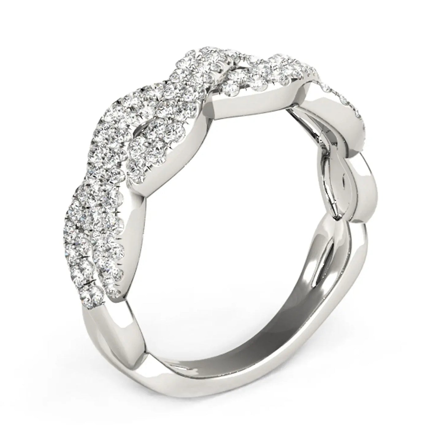 Diamond Studded Interlocking Waves Ring in 14k White Gold (5/8 cttw) RCJ Rings CELESTIA LUXE JEWELLERS