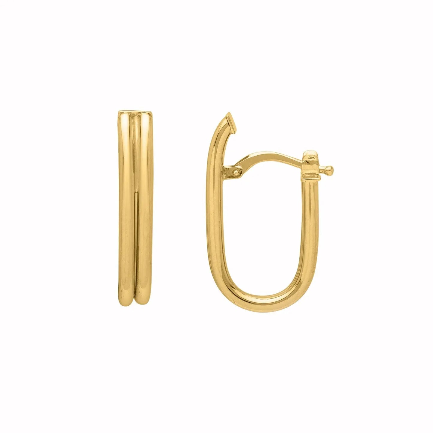 Double Oval Tube Hoop Earrings in 14K Yellow Gold RCJ Earrings CELESTIA LUXE JEWELLERS