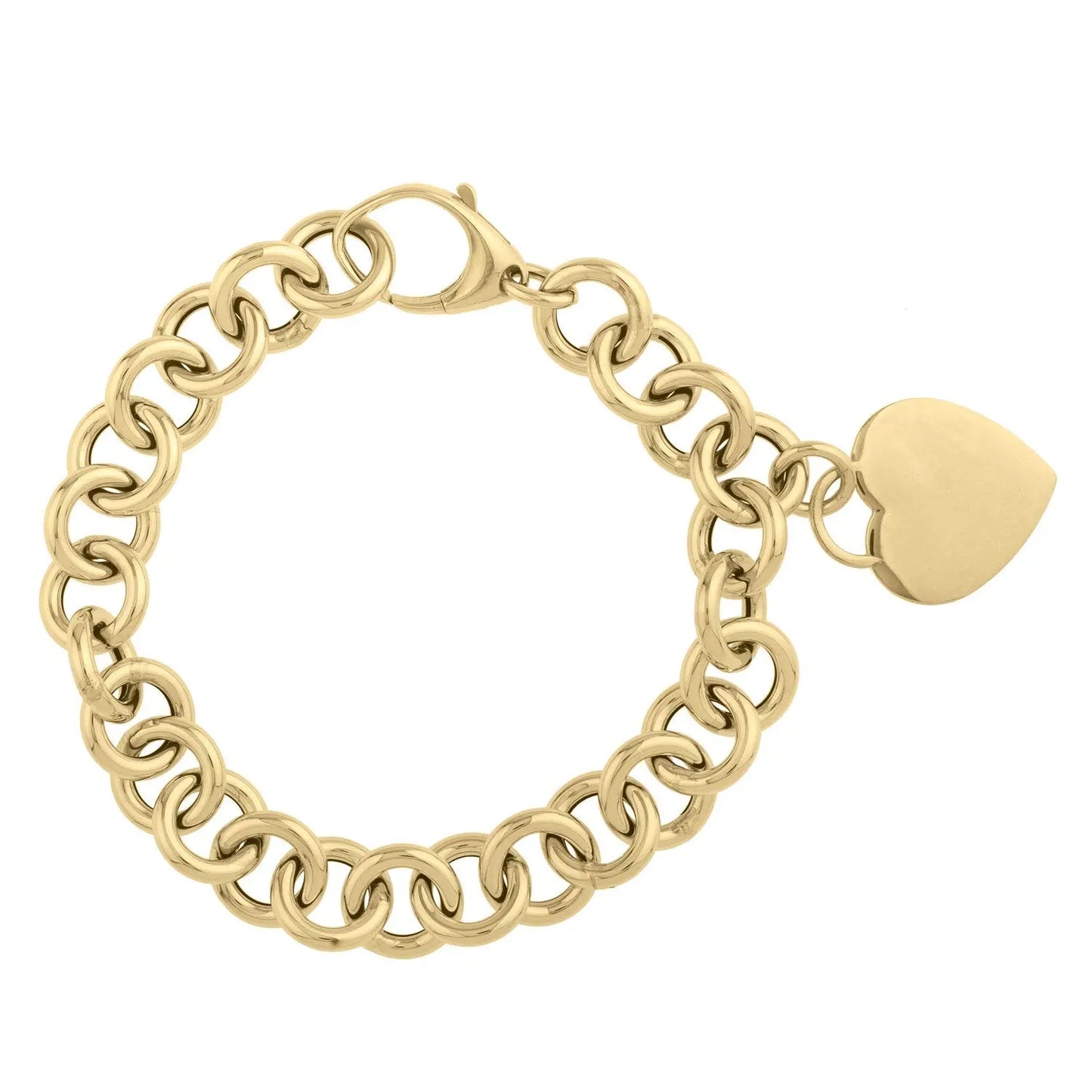 Heart Tag with Rolo Link Bracelet in 14K Yellow Gold (11.40 mm) RCJ Bracelets CELESTIA LUXE JEWELLERS