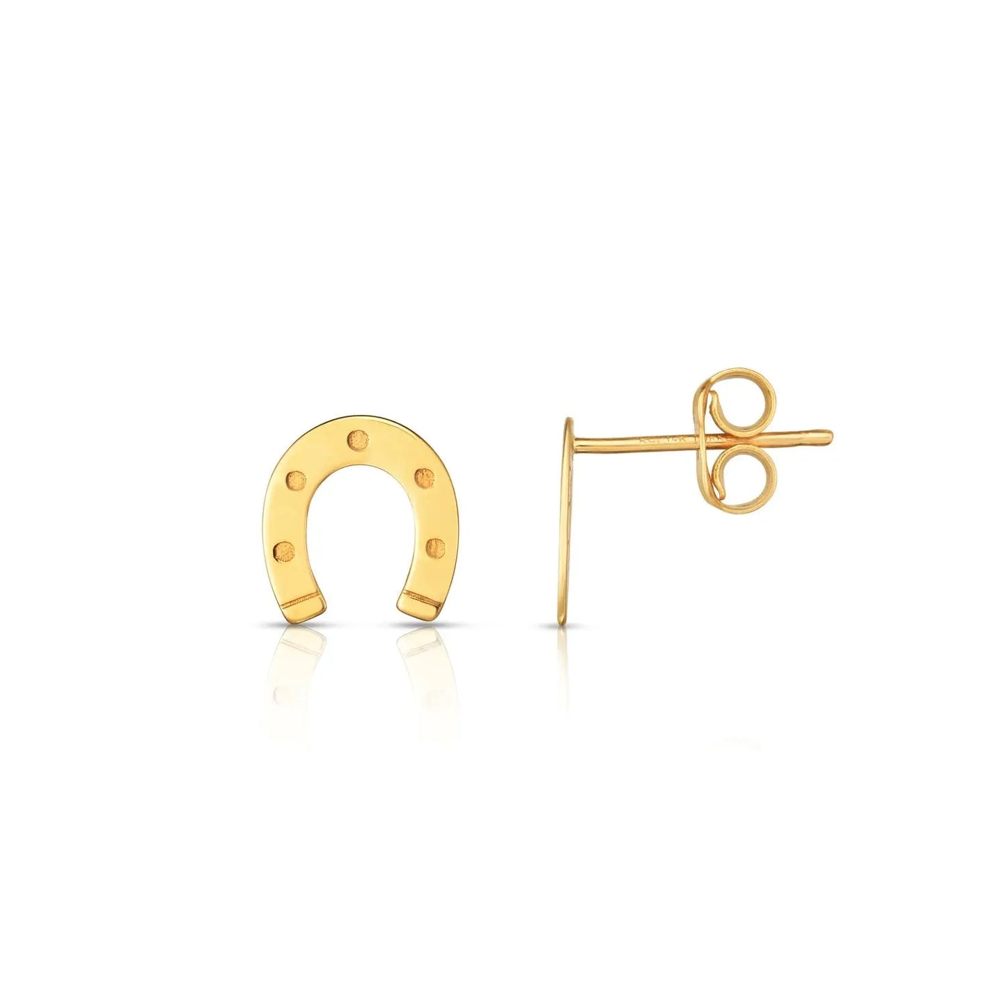 Horseshoe Stud Earrings in 14K Yellow Gold RCJ Earrings CELESTIA LUXE JEWELLERS