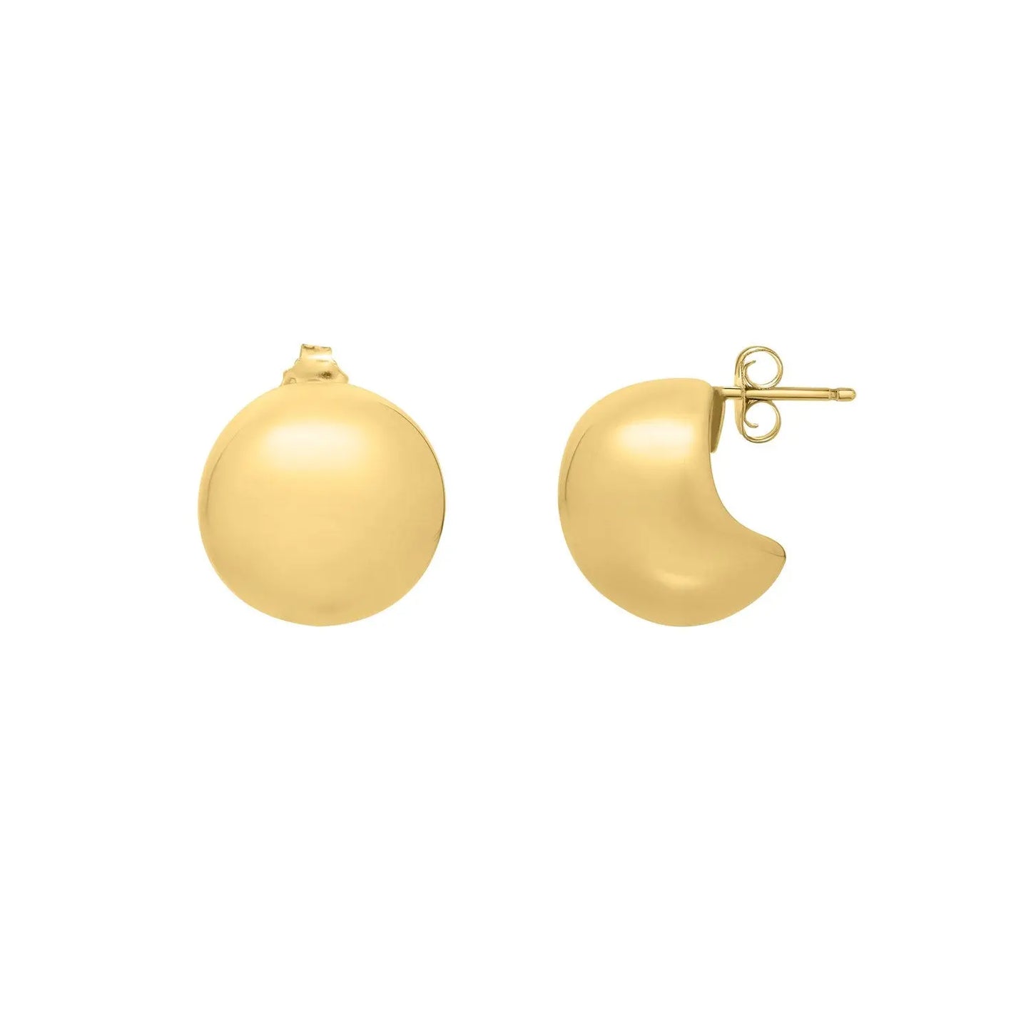 Puffed Up Button Stud Earrings in 14K Yellow Gold RCJ Earrings CELESTIA LUXE JEWELLERS