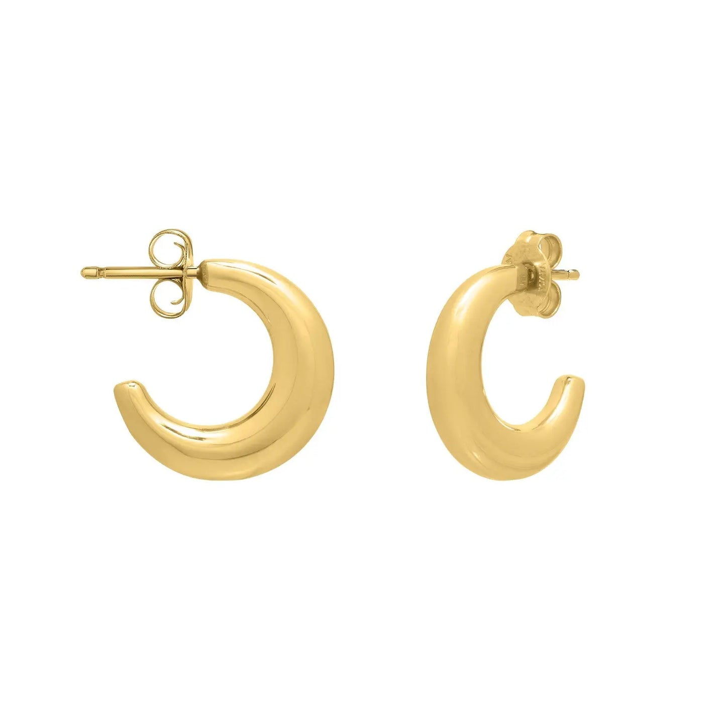 Puffy C Shaped Hoop Earrings in 14K Yellow Gold RCJ Earrings CELESTIA LUXE JEWELLERS