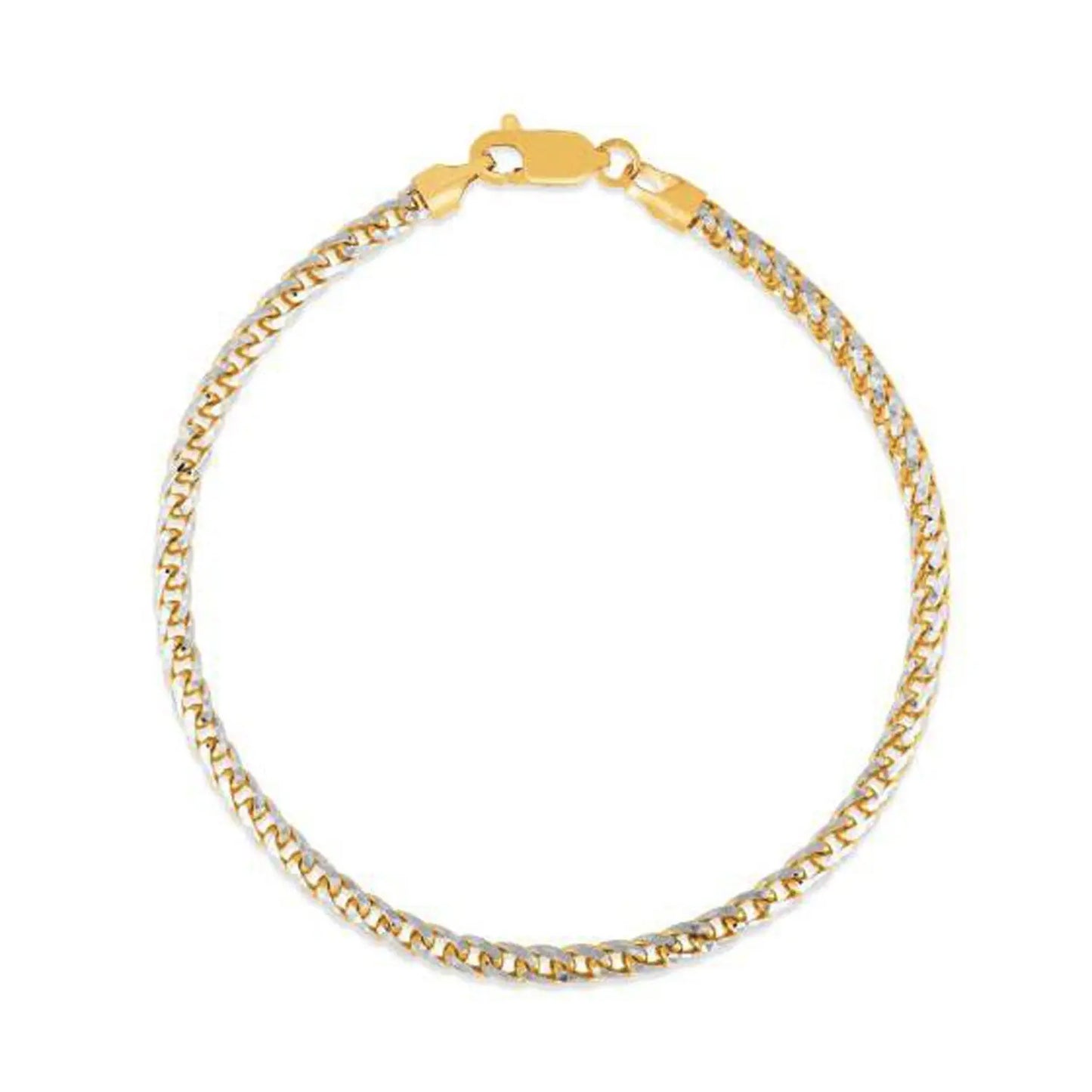 Round Pave Franco Chain Bracelet in 14k Yellow Gold (3.15 mm) RCJ Bracelets CELESTIA LUXE JEWELLERS